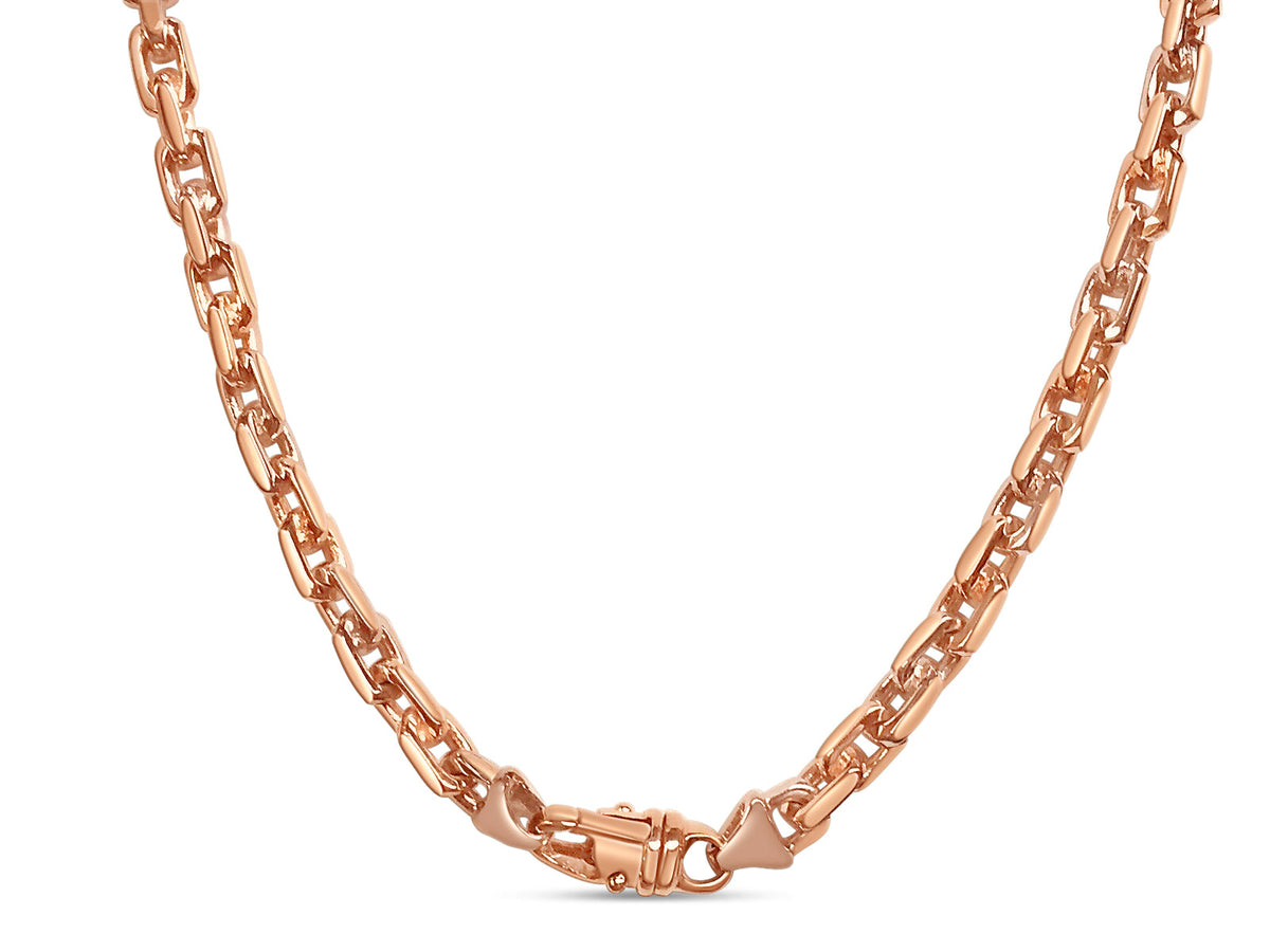 Fancy Rolo Solid White/Yellow/Rose Gold Handmade Necklace, 8mm, 16-30 Inch