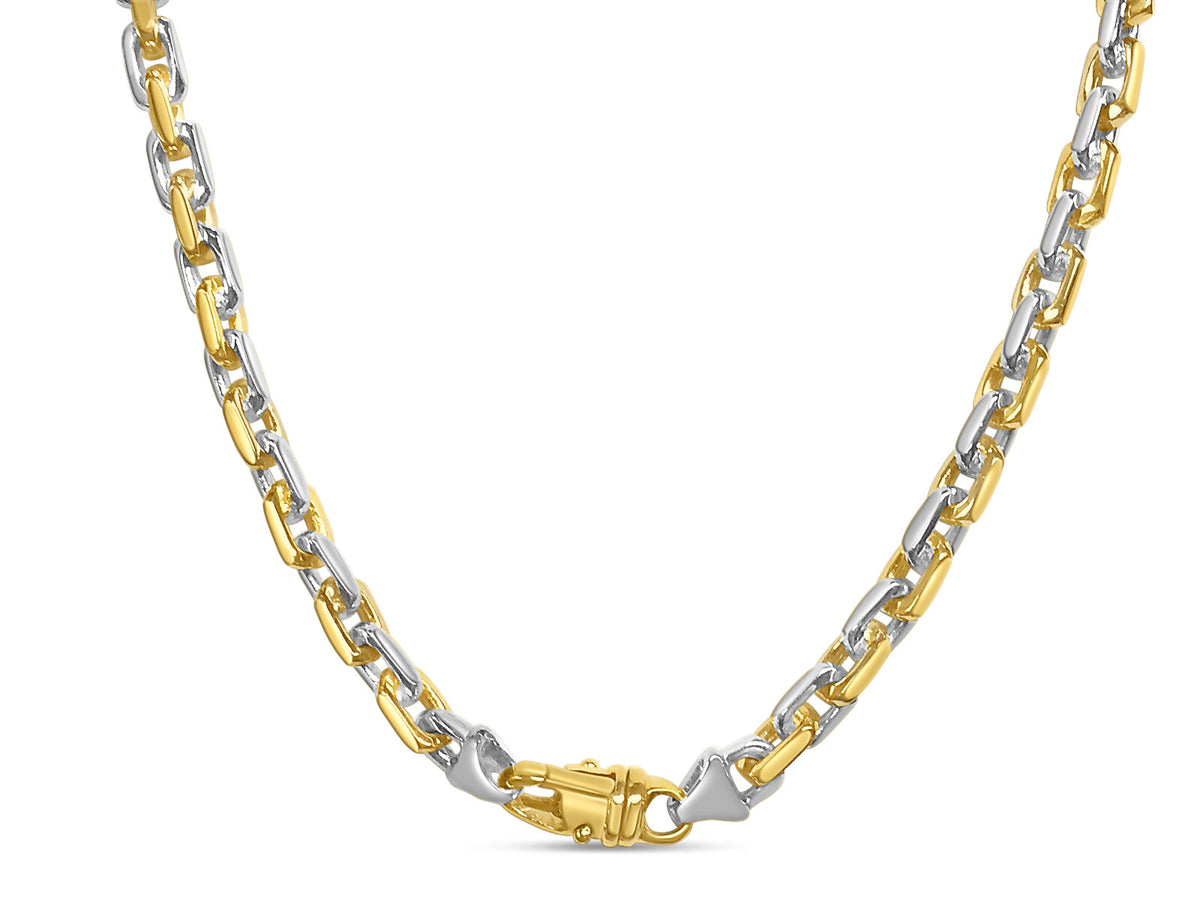 Fancy Rolo Solid White/Yellow/Rose Gold Handmade Necklace, 8mm, 16-30 Inch