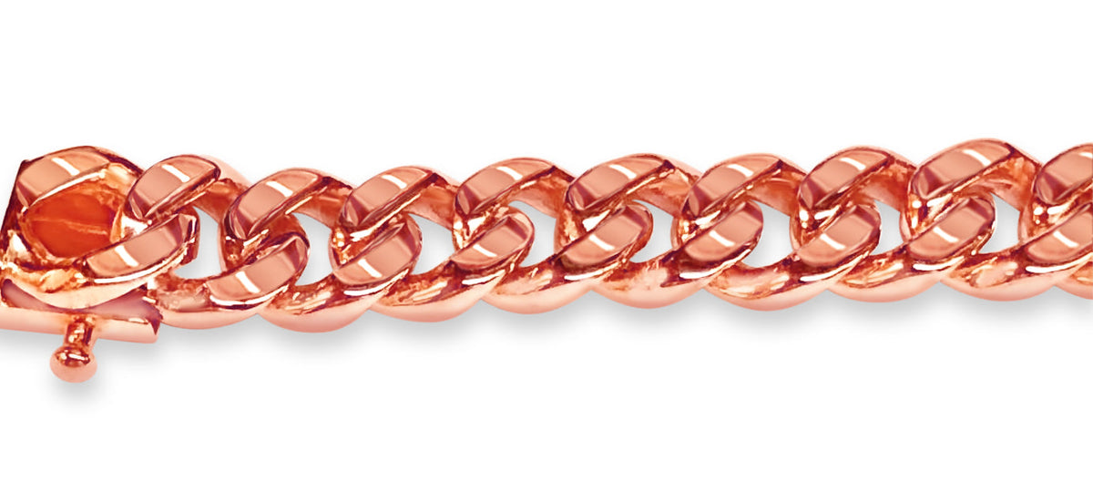 Curb Solid White/Yellow/Rose Gold Handmade Necklace, 8mm, 16-30 Inch, from 57.6 g
