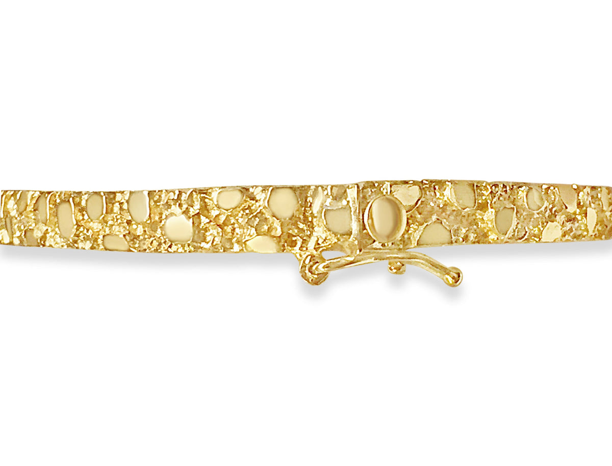 Nugget Bangle Solid White/Yellow/Rose Gold Handmade Bracelet, 5mm, 6.5-10 Inch