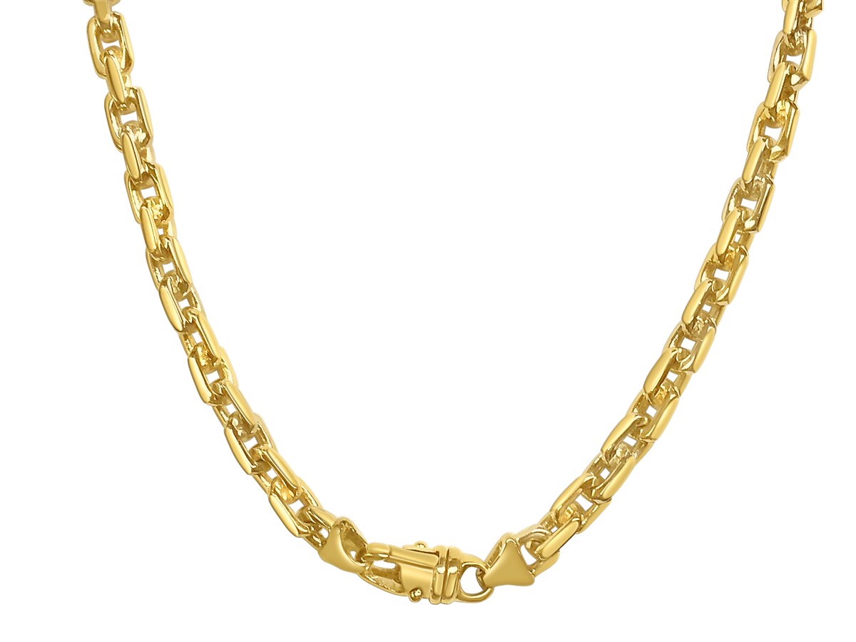 Fancy Rolo Solid White/Yellow/Rose Gold Handmade Necklace, 8mm, 16-30 Inch