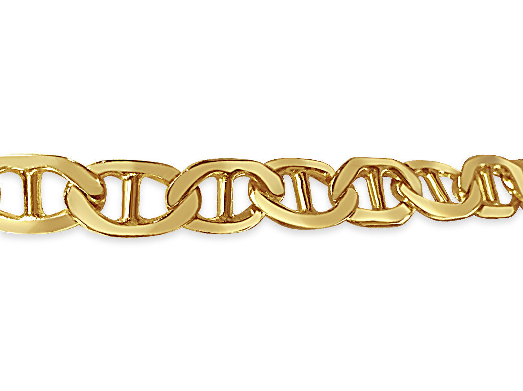 Mariner Solid White/Yellow/Rose Gold Handmade Bracelet, 8mm, 6.5-10 Inch