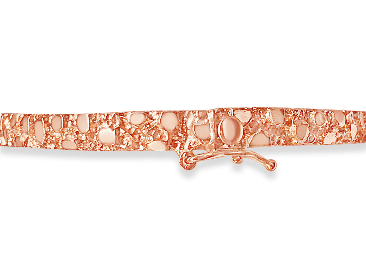 Nugget Bangle Solid White/Yellow/Rose Gold Handmade Bracelet, 5mm, 6.5-10 Inch