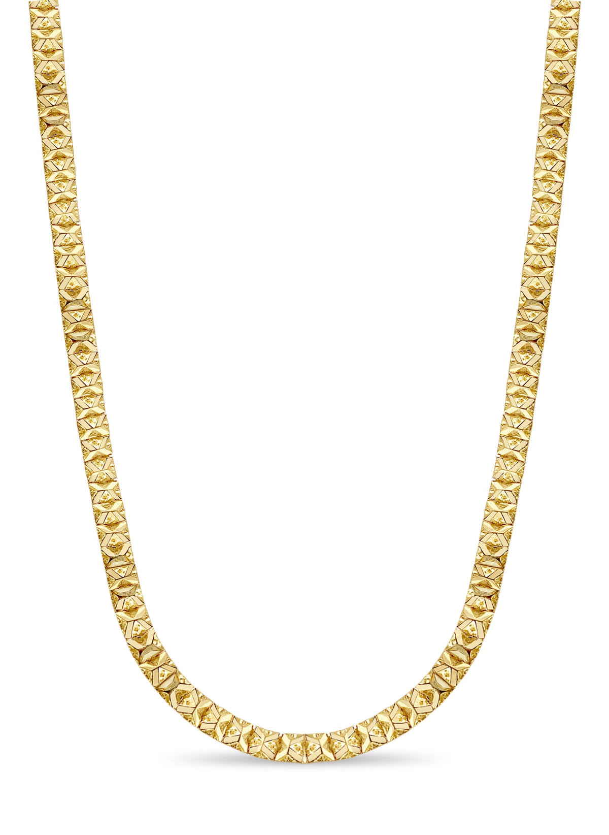 Nugget Solid White/Yellow/Rose Gold Handmade Necklace, 9mm, 16-30 Inch