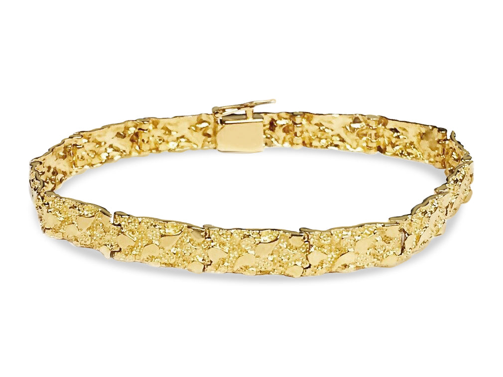 Nugget Solid White/Yellow/Rose Gold Handmade Bracelet, 7mm, 6.5-10 Inch, from 17.3 g, style 9855