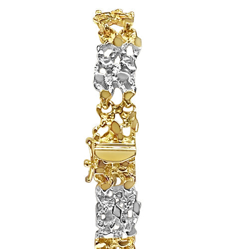 Nugget Solid White/Yellow/Rose Gold Handmade Bracelet, 11mm, 6.5-10 Inch, from 33.7 g