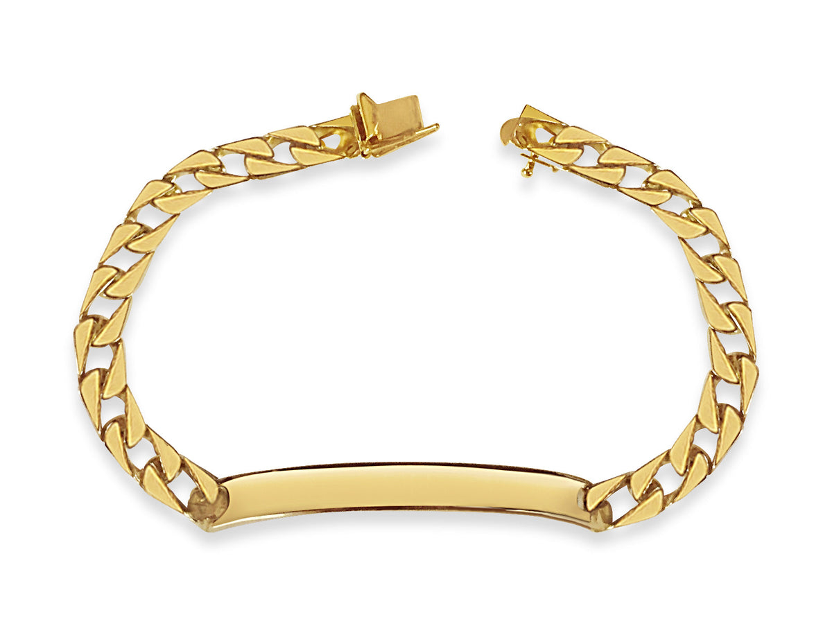 Curb Solid White/Yellow/Rose Gold Handmade Bracelet, 7mm, 6.5-10 Inch, from 20.3 g