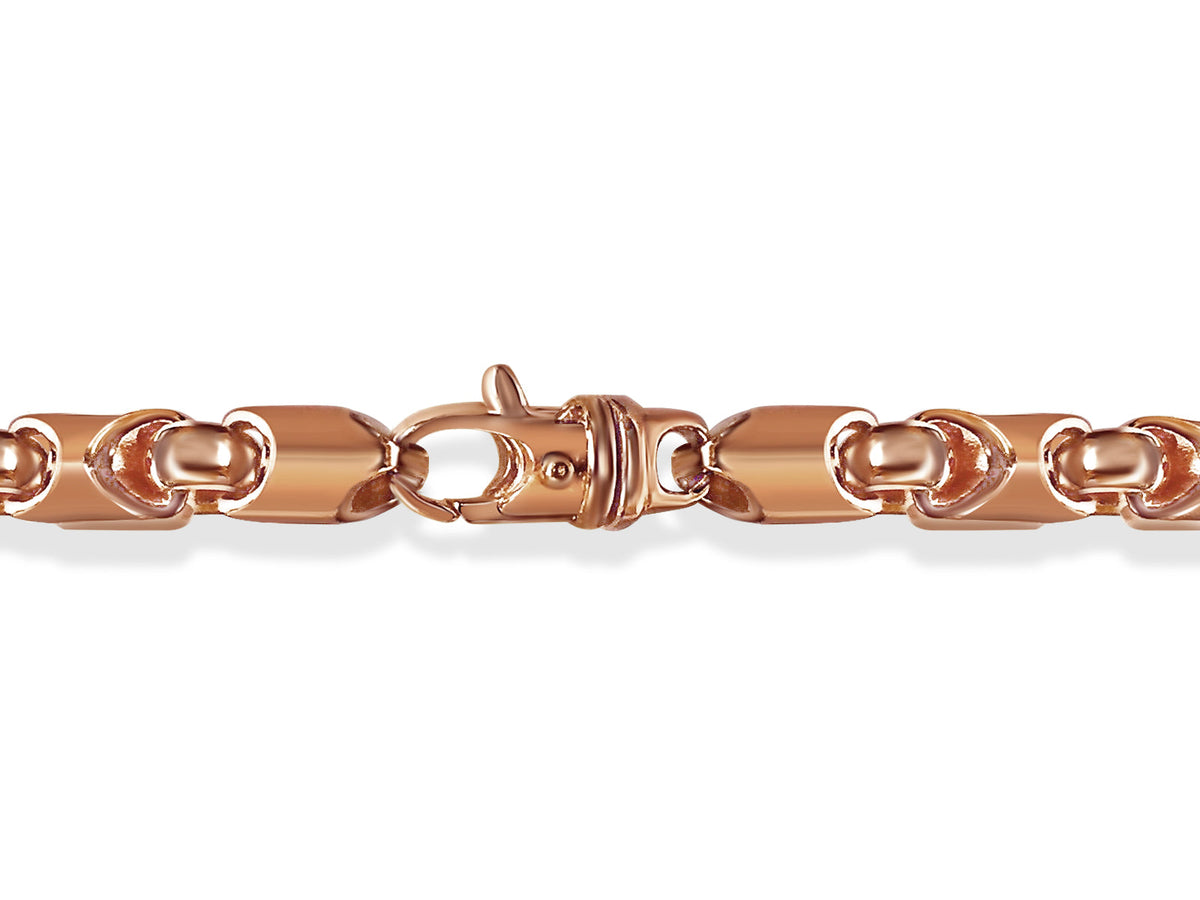Fancy Tube Solid White/Yellow/Rose Gold Handmade Necklace, 8mm, 16-30 Inch