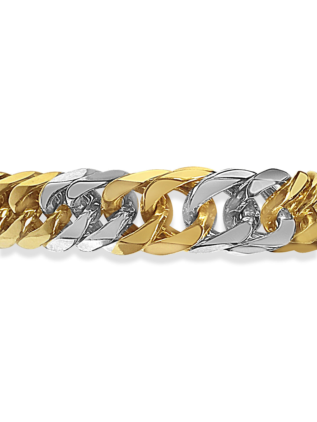 Curb Solid White/Yellow/Rose Gold Handmade Bracelet, 16mm, 6.5-10 Inch