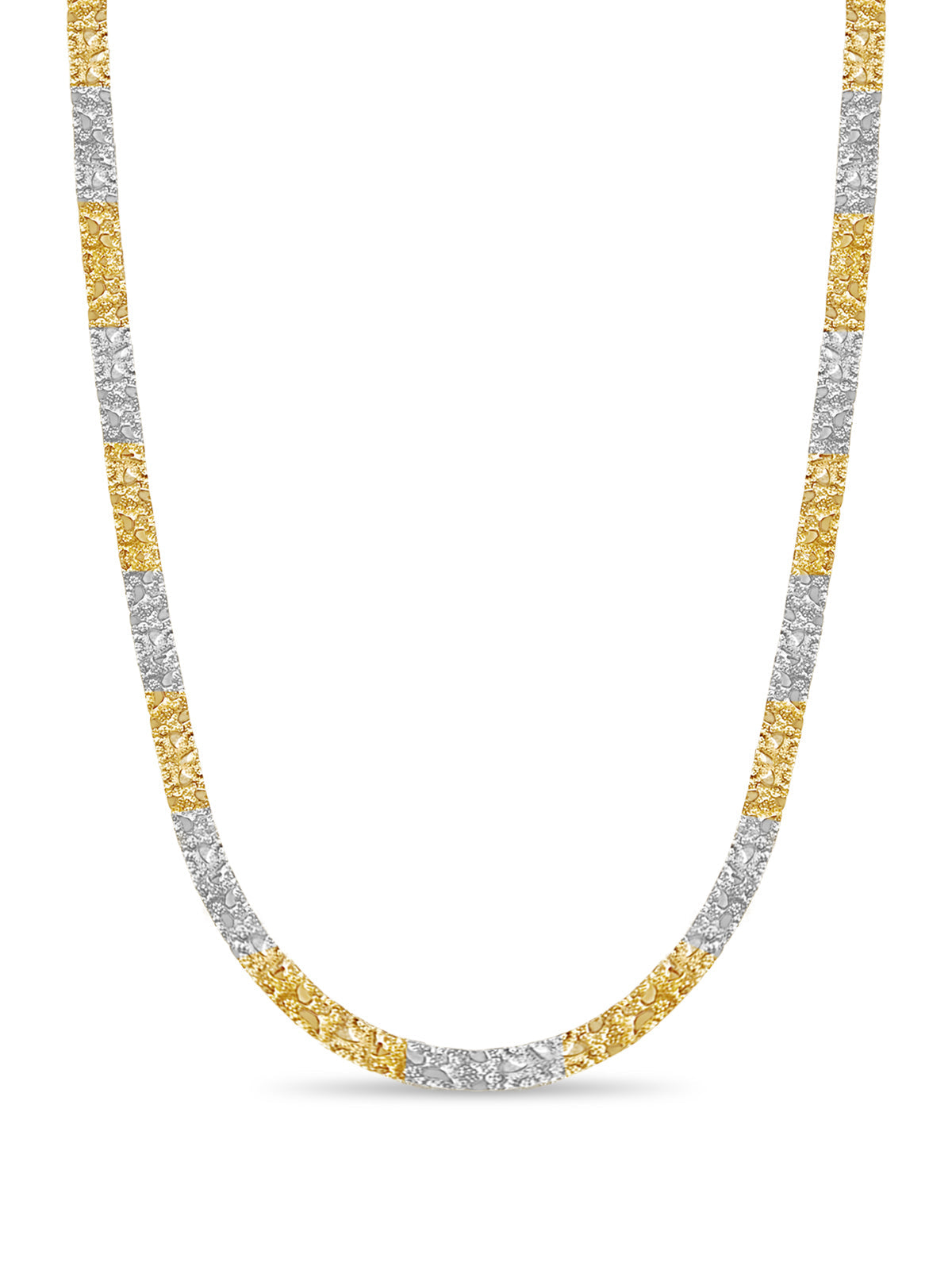Nugget Solid White/Yellow/Rose Gold Handmade Necklace, 7mm, 16-30 Inch