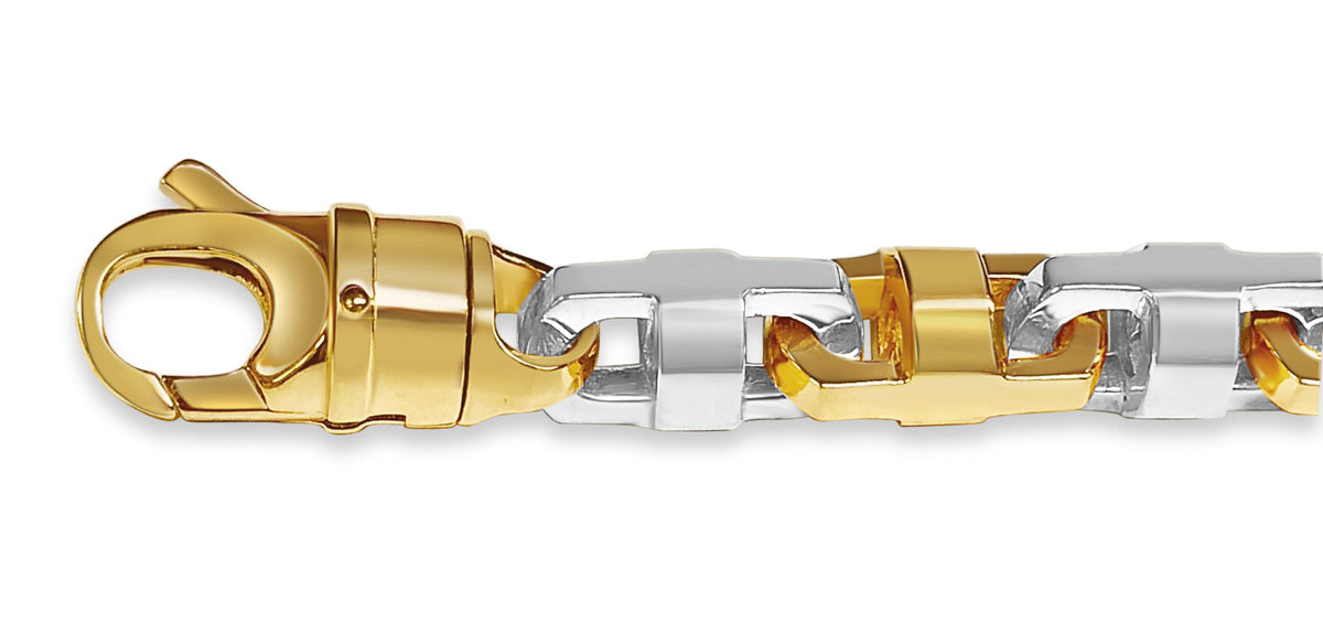 Anchor Mariner Solid White/Yellow/Rose Gold Handmade Necklace, 12mm, 16-30 Inch
