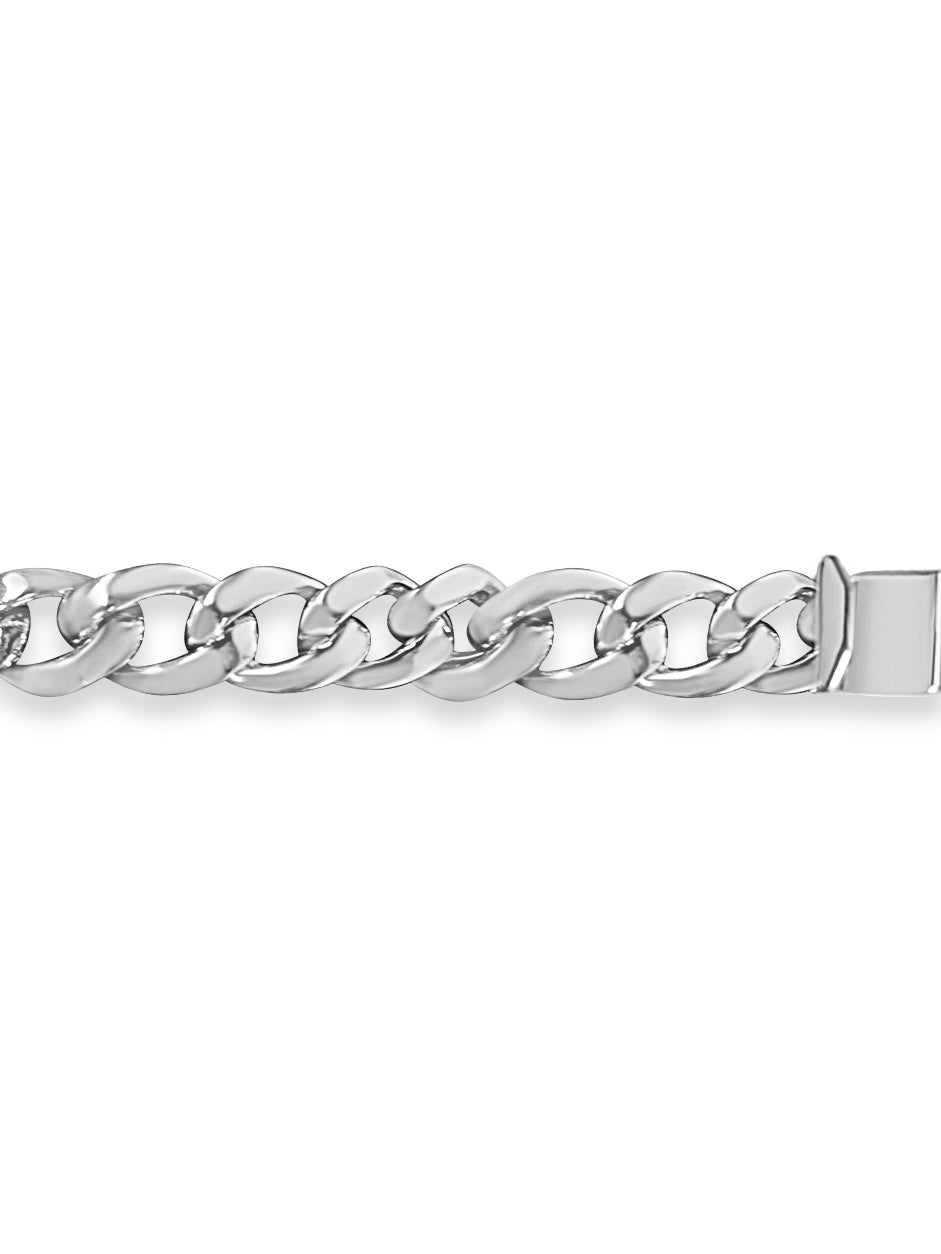 Curb Solid White/Yellow/Rose Gold Handmade Necklace, 13mm, 16-30 Inch