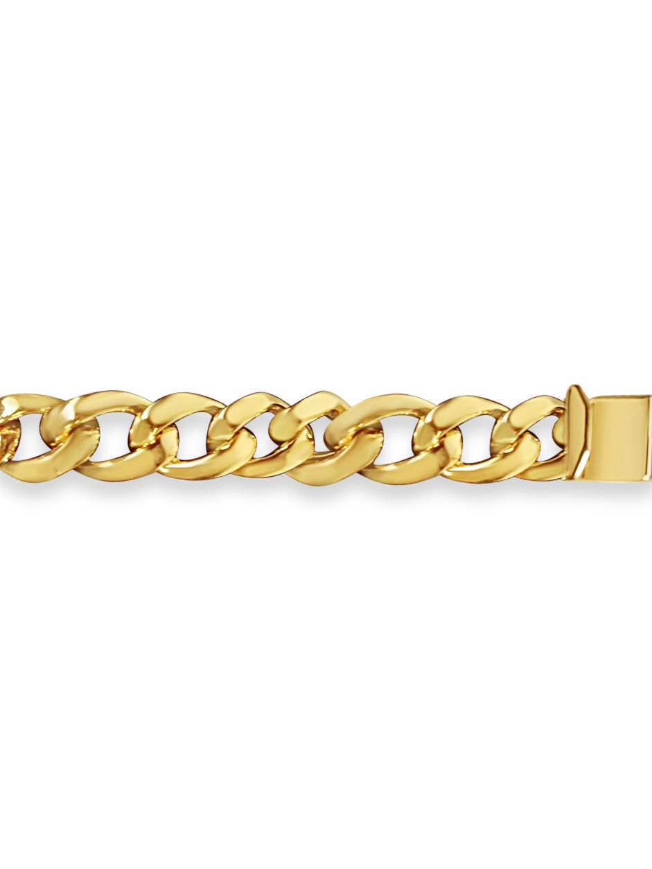 Curb Solid White/Yellow/Rose Gold Handmade Necklace, 13mm, 16-30 Inch
