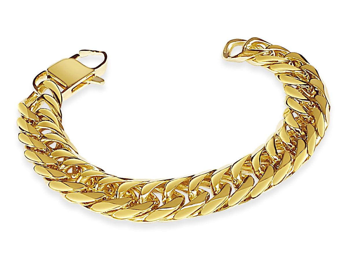Curb Solid White/Yellow/Rose Gold Handmade Bracelet, 16mm, 6.5-10 Inch