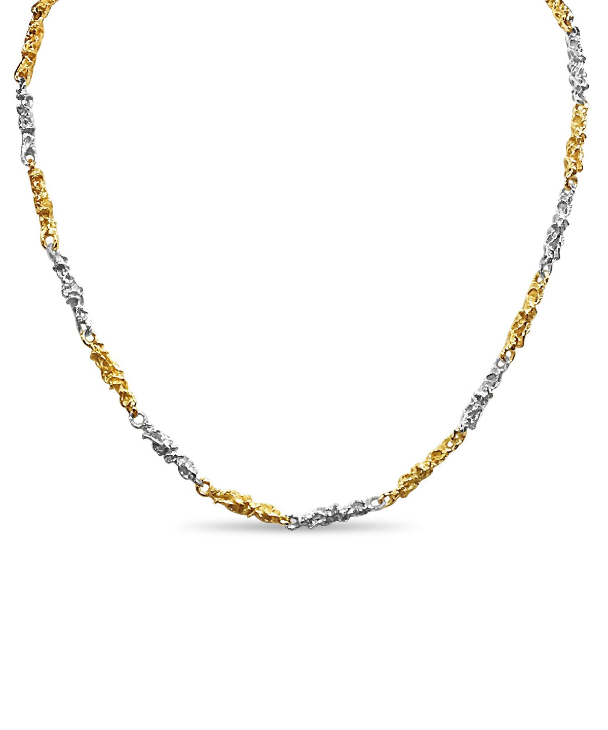 Nugget Solid White/Yellow/Rose Gold Handmade Necklace, 5mm, 16-30 Inch