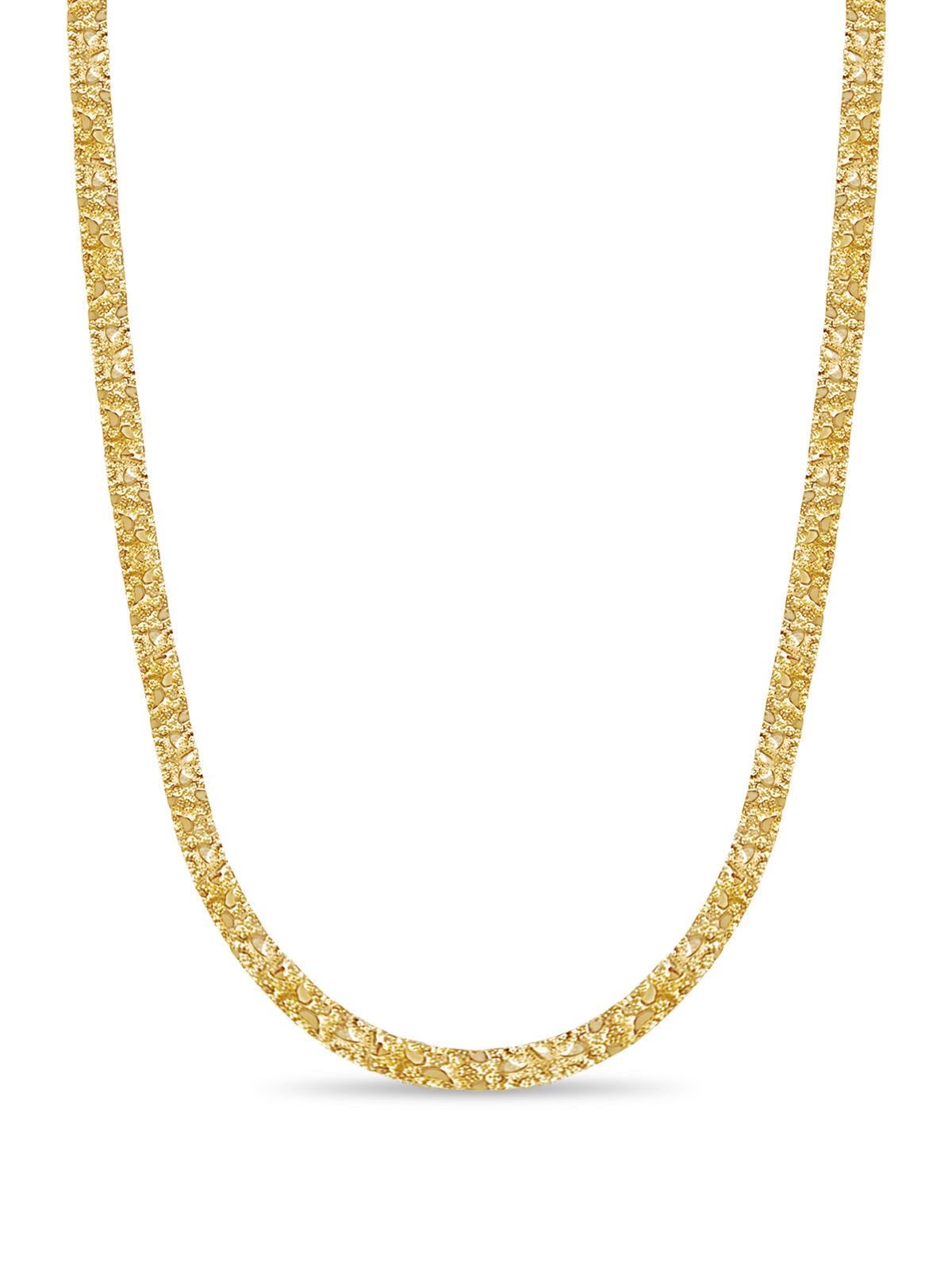 Nugget Solid White/Yellow/Rose Gold Handmade Necklace, 7mm, 16-30 Inch