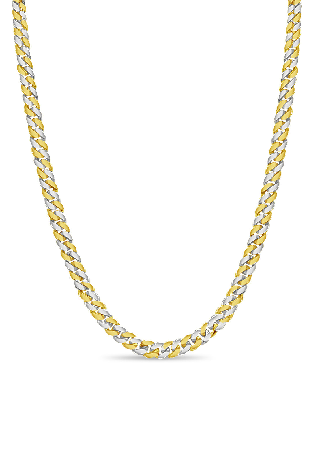 Miami Cuban Solid White/Yellow/Rose Gold Handmade Necklace, 8mm, 16-30 Inch, from 53.8 g