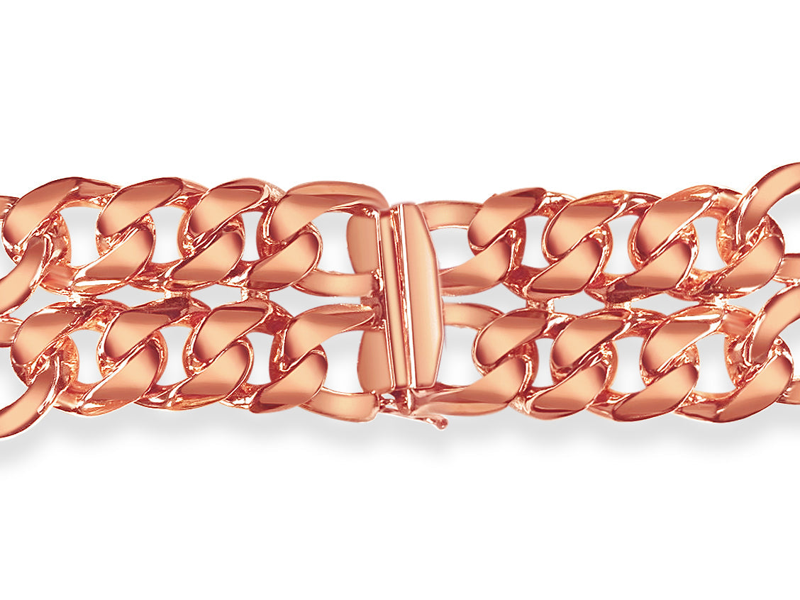 ID Figaro Solid White/Yellow/Rose Gold Handmade Bracelet, 23mm, 6.5-10 Inch