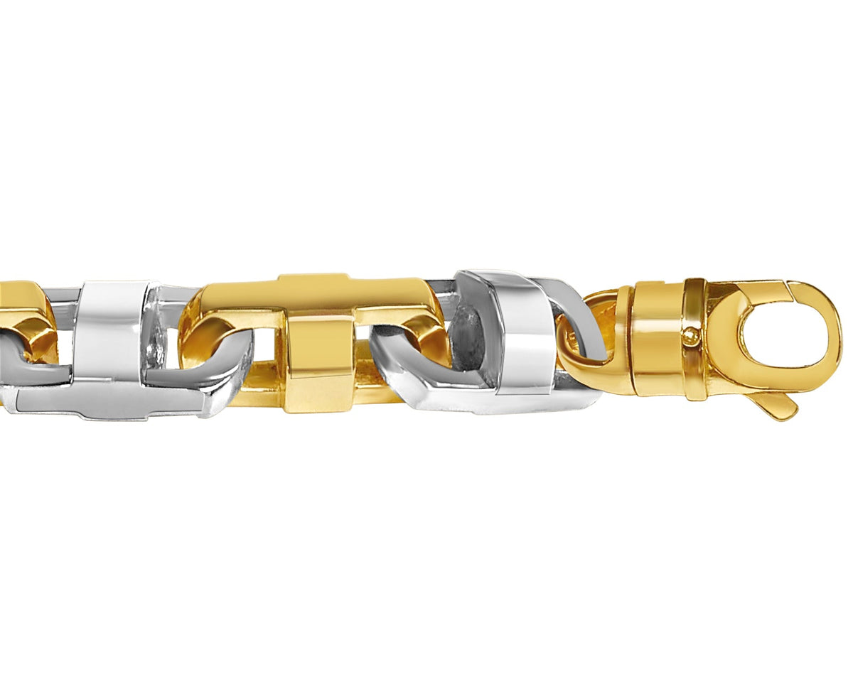 Anchor Mariner Solid White/Yellow/Rose Gold Handmade Bracelet, 15mm, 6.5-10 Inch