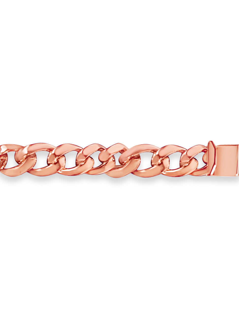 Curb Solid White/Yellow/Rose Gold Handmade Bracelet, 13mm, 6.5-10 Inch