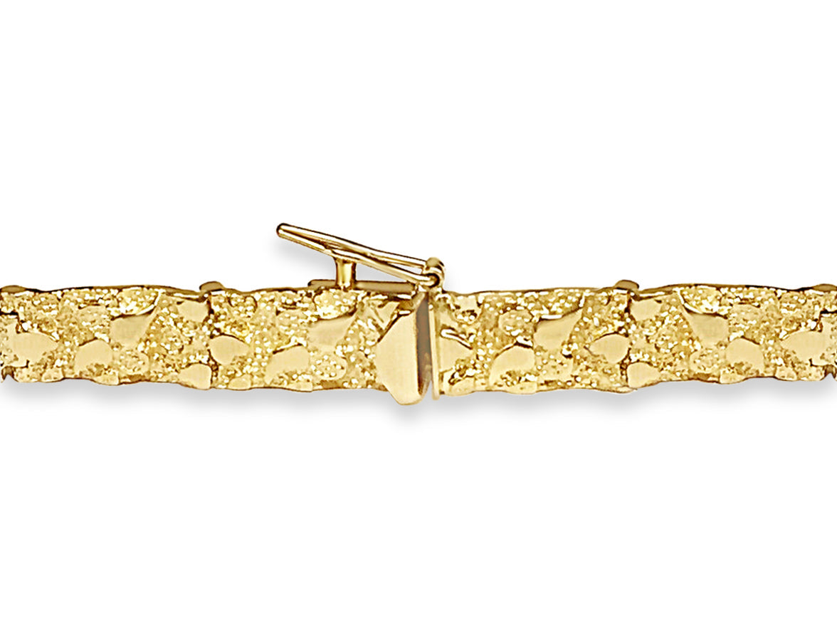 Nugget Solid White/Yellow/Rose Gold Handmade Bracelet, 7mm, 6.5-10 Inch, from 17.3 g, style 1338
