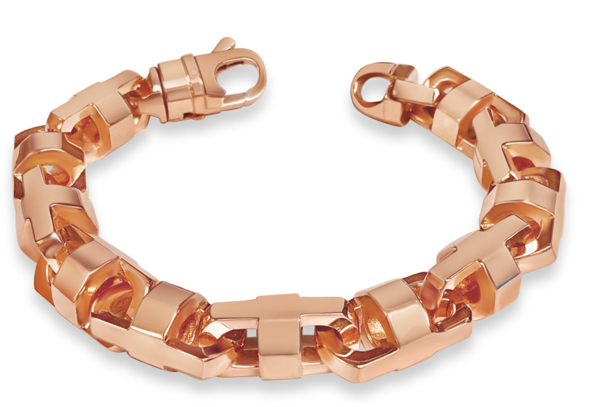 Anchor Mariner Solid White/Yellow/Rose Gold Handmade Bracelet, 15mm, 6.5-10 Inch