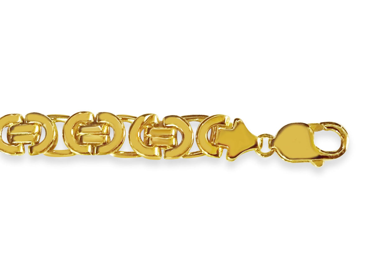 Flat Byzantine Solid White/Yellow/Rose Gold Handmade Necklace, 11mm, 16-30 Inch