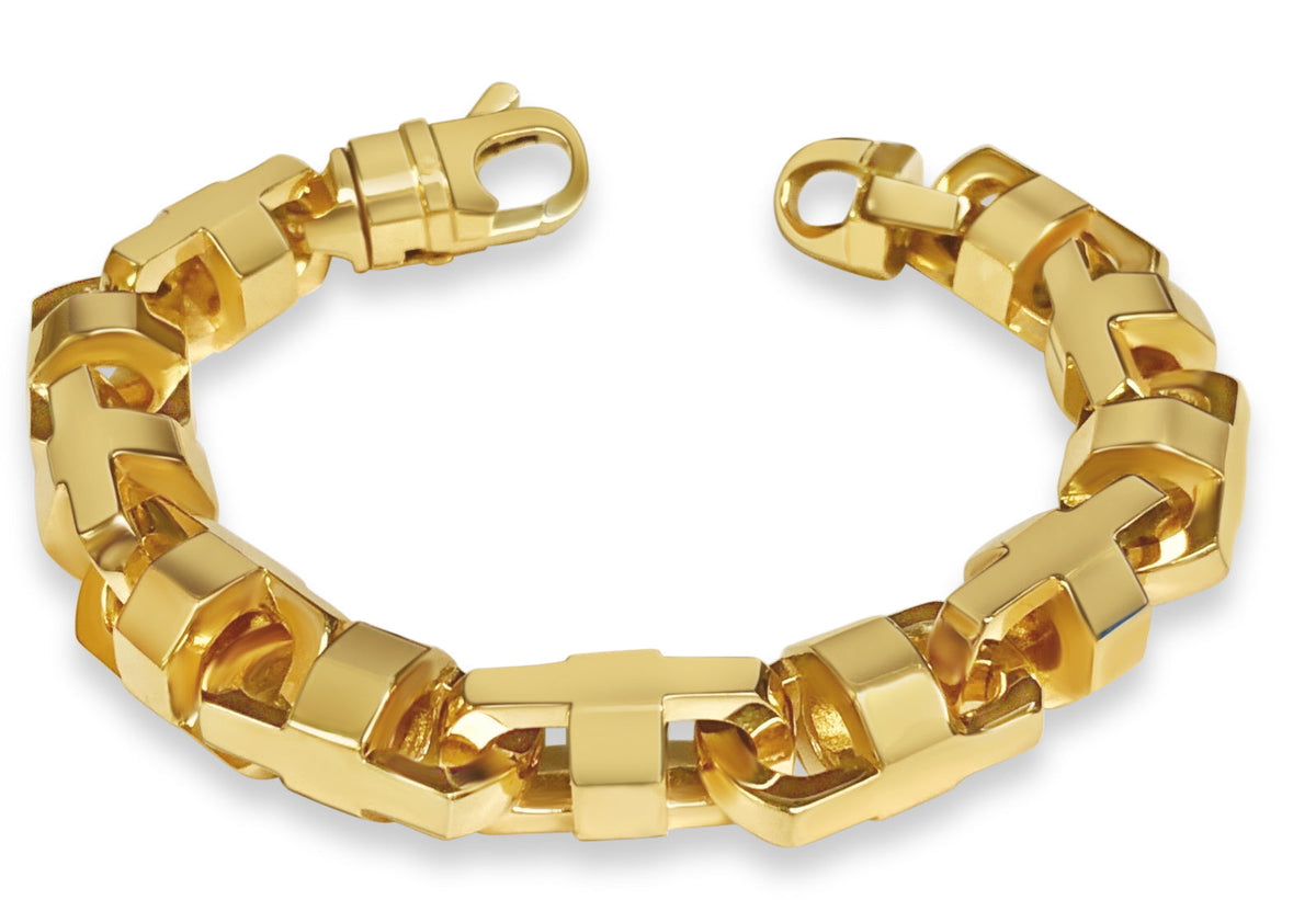 Anchor Mariner Solid White/Yellow/Rose Gold Handmade Bracelet, 15mm, 6.5-10 Inch