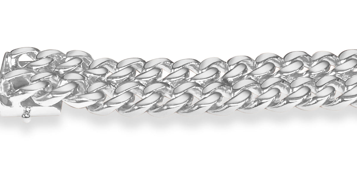 ID Curb Solid White/Yellow/Rose Gold Handmade Bracelet, 16mm, 6.5-10 Inch
