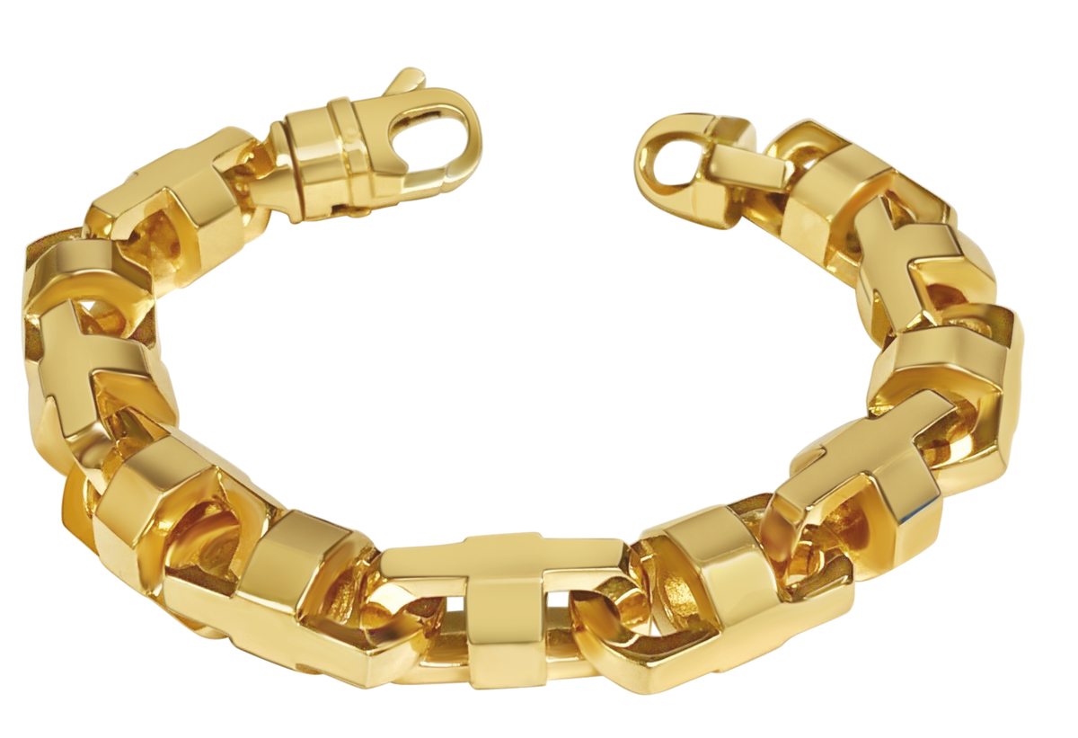 Anchor Mariner Solid White/Yellow/Rose Gold Handmade Bracelet, 15mm, 6.5-10 Inch