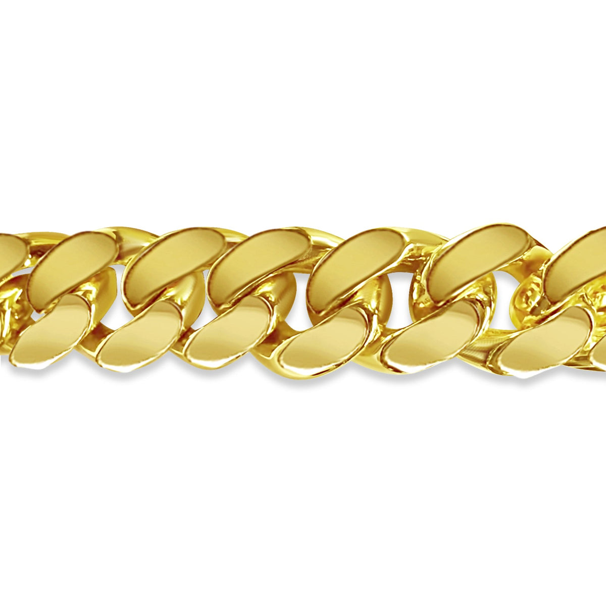 Curb Solid White/Yellow/Rose Gold Handmade Necklace, 15mm, 16-30 Inch