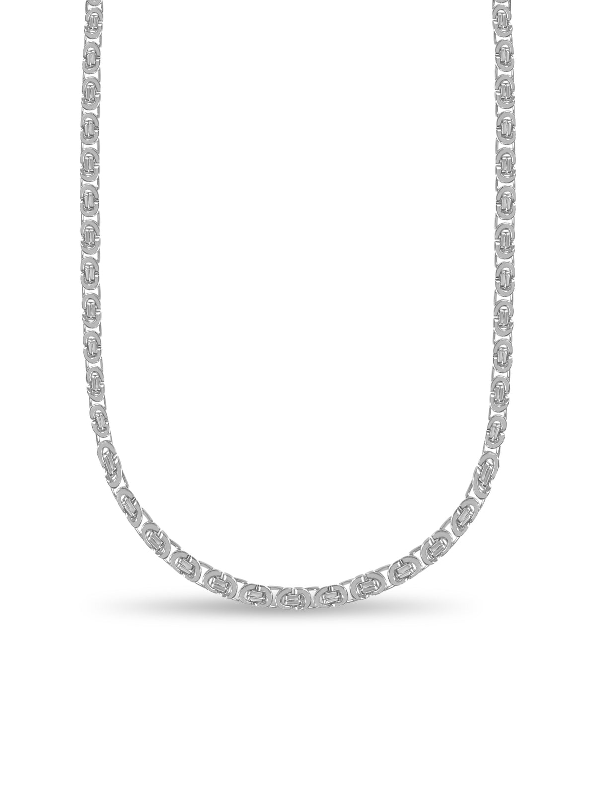Flat Byzantine Solid White/Yellow/Rose Gold Handmade Necklace, 11mm, 16-30 Inch