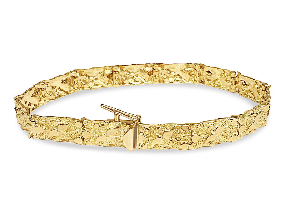 Nugget Solid White/Yellow/Rose Gold Handmade Bracelet, 7mm, 6.5-10 Inch, from 17.3 g, style 1338