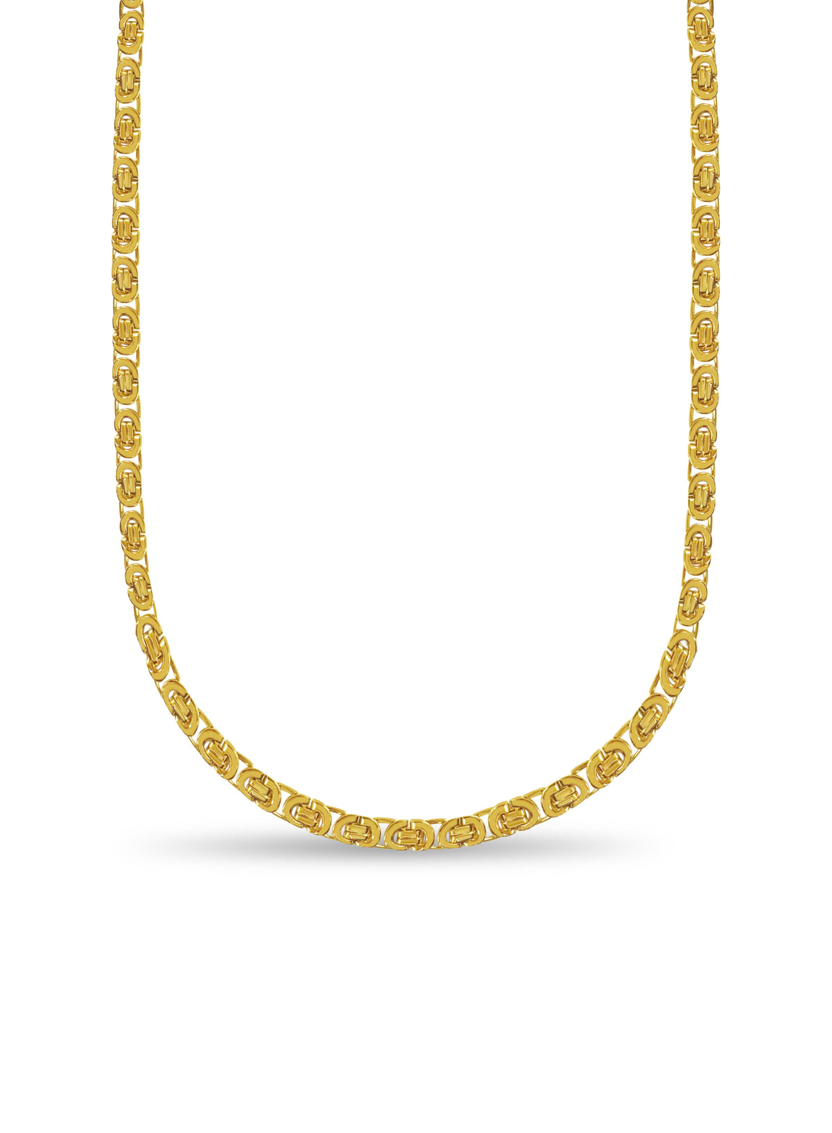 Flat Byzantine Solid White/Yellow/Rose Gold Handmade Necklace, 11mm, 16-30 Inch