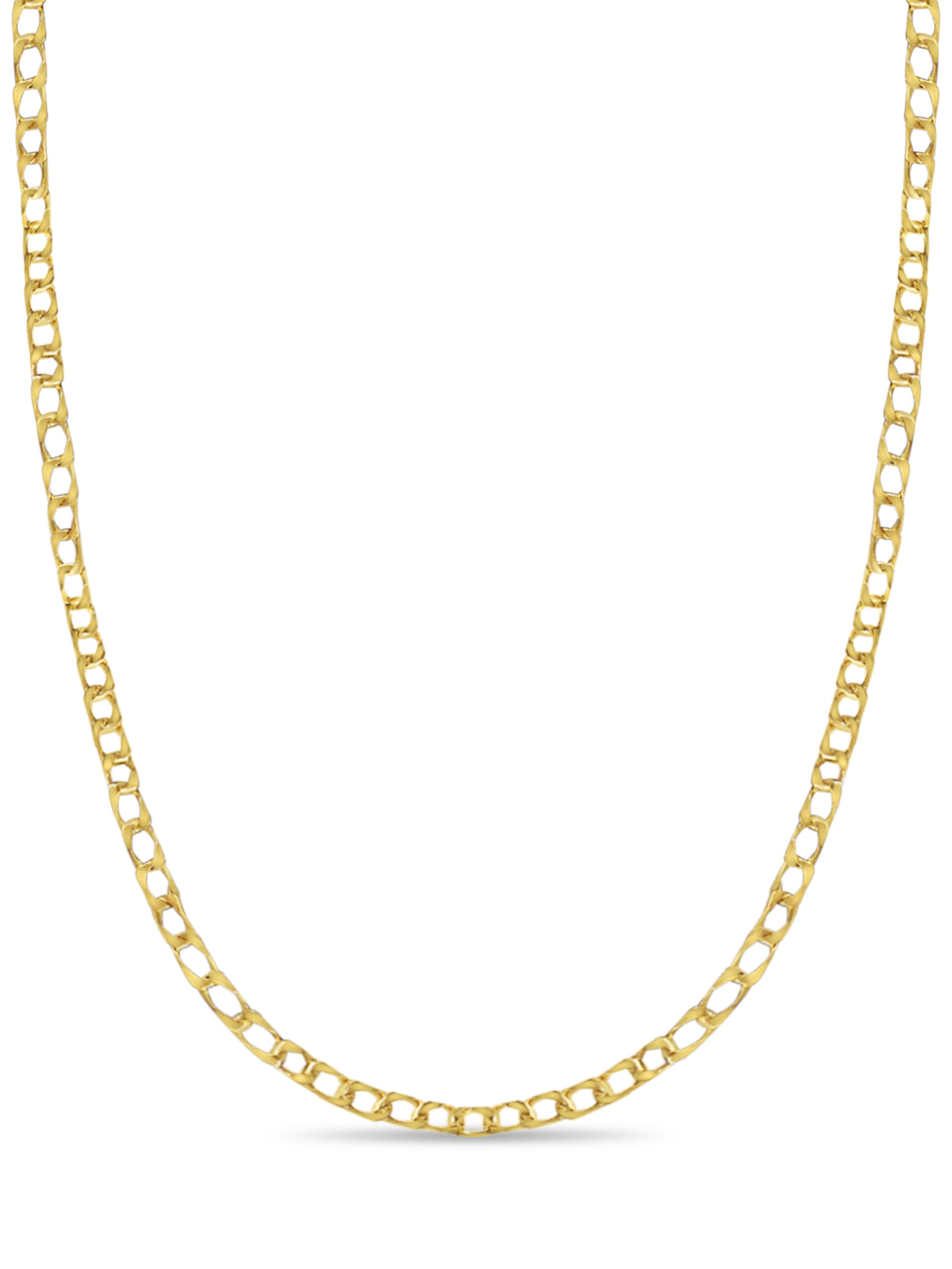 Curb Solid White/Yellow/Rose Gold Handmade Necklace, 10mm, 16-30 Inch