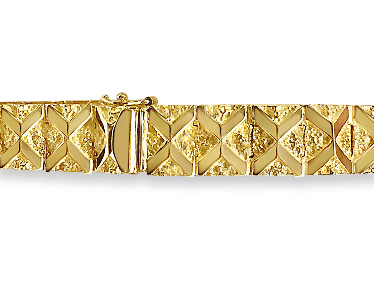 Nugget Solid White/Yellow/Rose Gold Handmade Bracelet, 11mm, 6.5-10 Inch, from 39.6 g