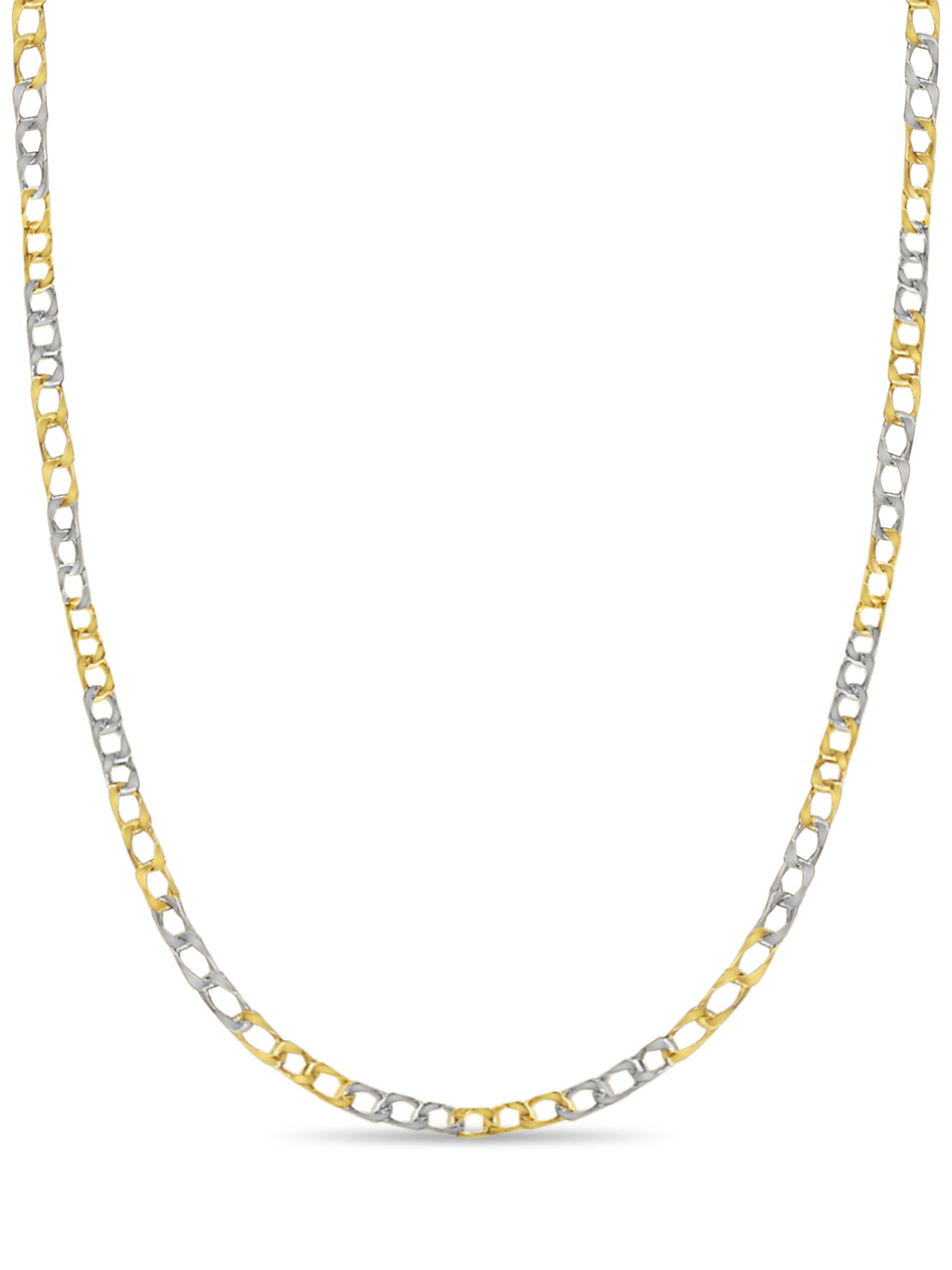 Curb Solid White/Yellow/Rose Gold Handmade Necklace, 10mm, 16-30 Inch
