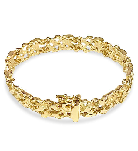 Nugget Solid White/Yellow/Rose Gold Handmade Bracelet, 11mm, 6.5-10 Inch, from 33.7 g