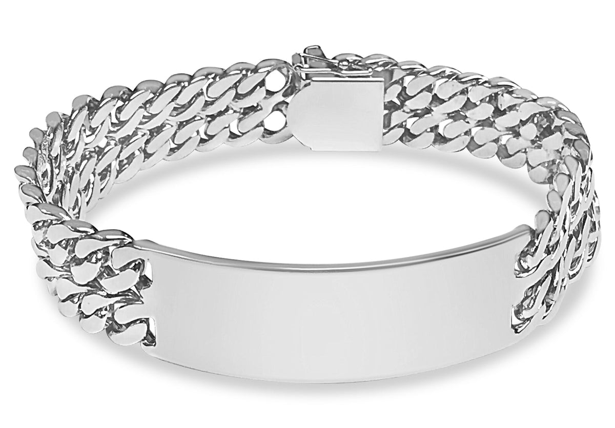 ID Curb Solid White/Yellow/Rose Gold Handmade Bracelet, 16mm, 6.5-10 Inch