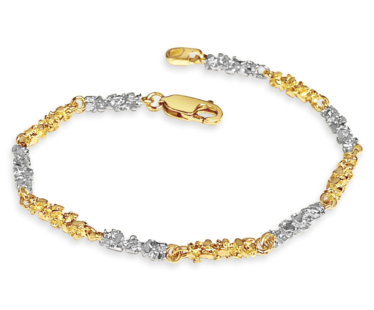 Nugget Solid White/Yellow/Rose Gold Handmade Bracelet, 4mm, 6.5-10 Inch
