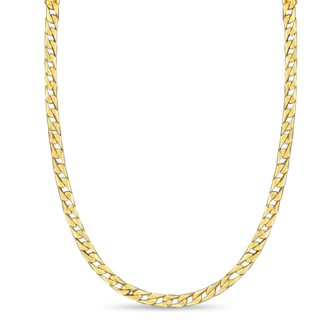 Curb Solid White/Yellow/Rose Gold Handmade Necklace, 7mm, 16-30 Inch, from 32.5 g