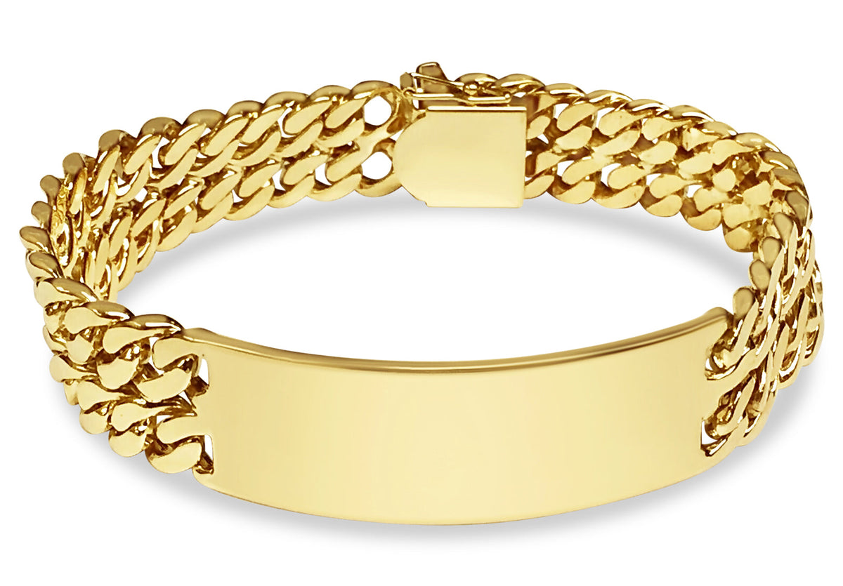 ID Curb Solid White/Yellow/Rose Gold Handmade Bracelet, 16mm, 6.5-10 Inch