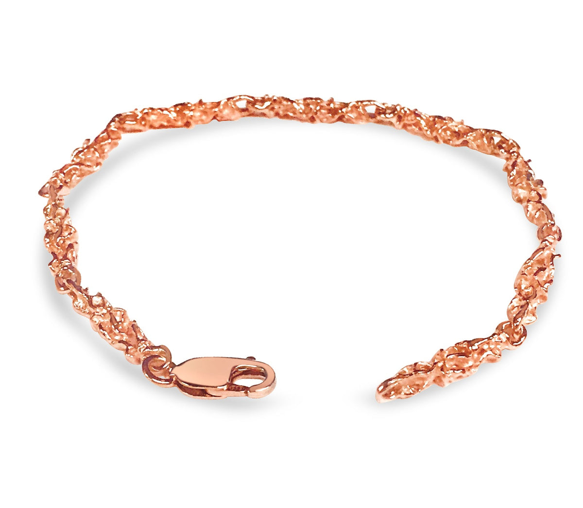 Nugget Solid White/Yellow/Rose Gold Handmade Bracelet, 5mm, 6.5-10 Inch