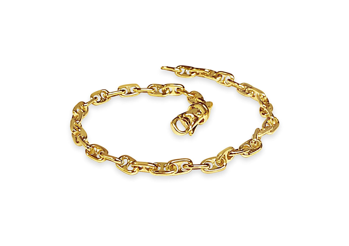 Anchor Mariner Solid White/Yellow/Rose Gold Handmade Bracelet, 5mm, 6.5-10 Inch