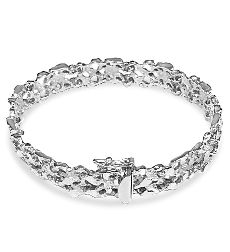 Nugget Solid White/Yellow/Rose Gold Handmade Bracelet, 11mm, 6.5-10 Inch, from 33.7 g