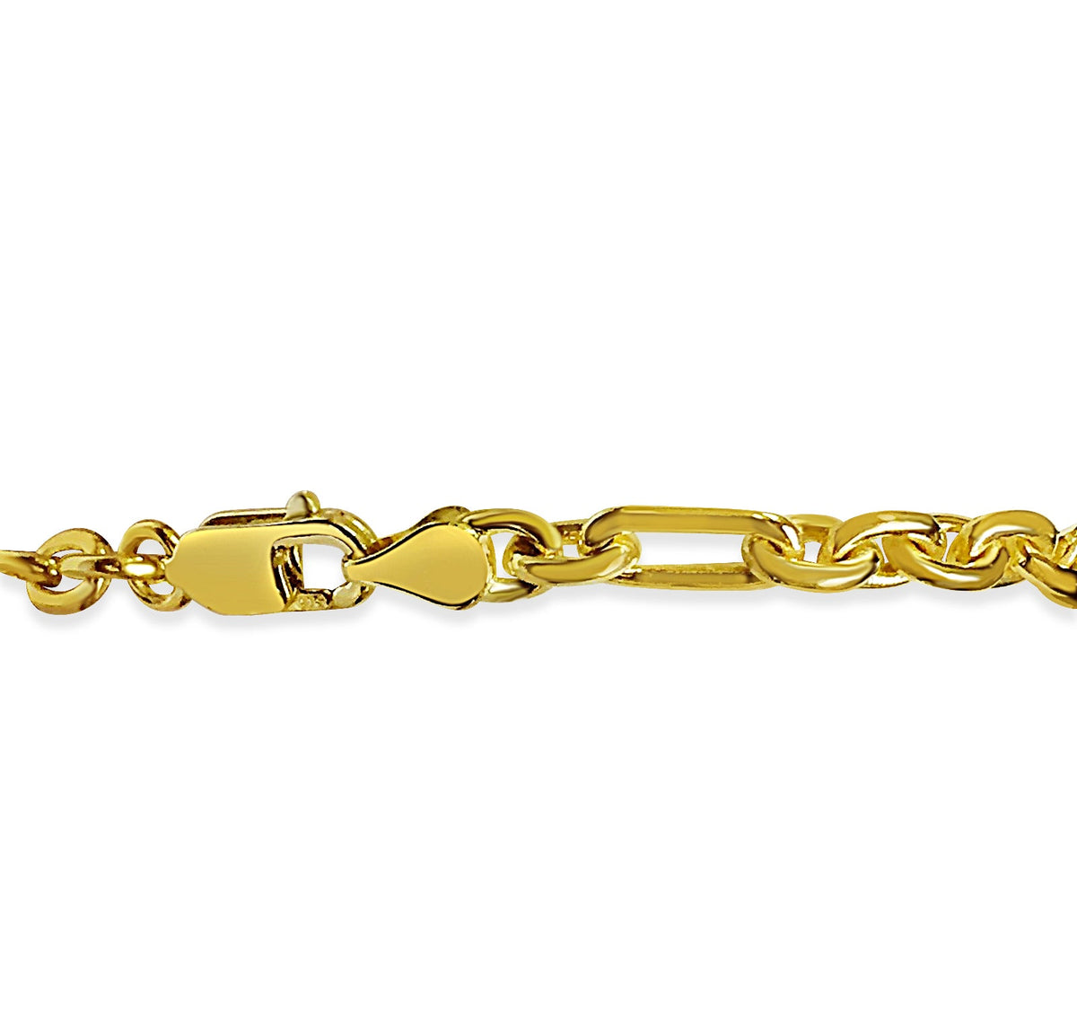 Rolo (Figaro) Solid White/Yellow/Rose Gold Handmade Necklace, 5mm, 16-30 Inch