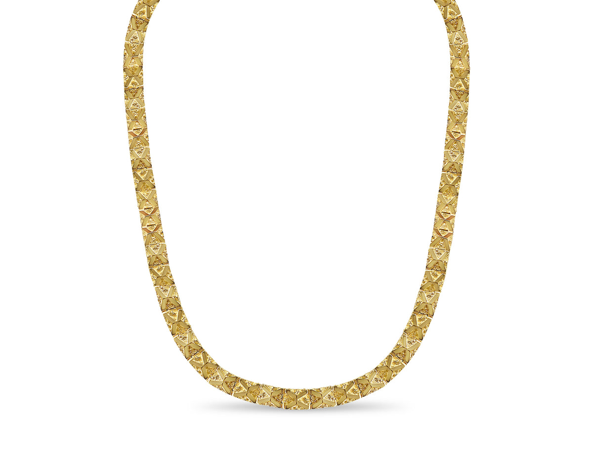 Nugget Solid White/Yellow/Rose Gold Handmade Necklace, 11mm, 16-30 Inch