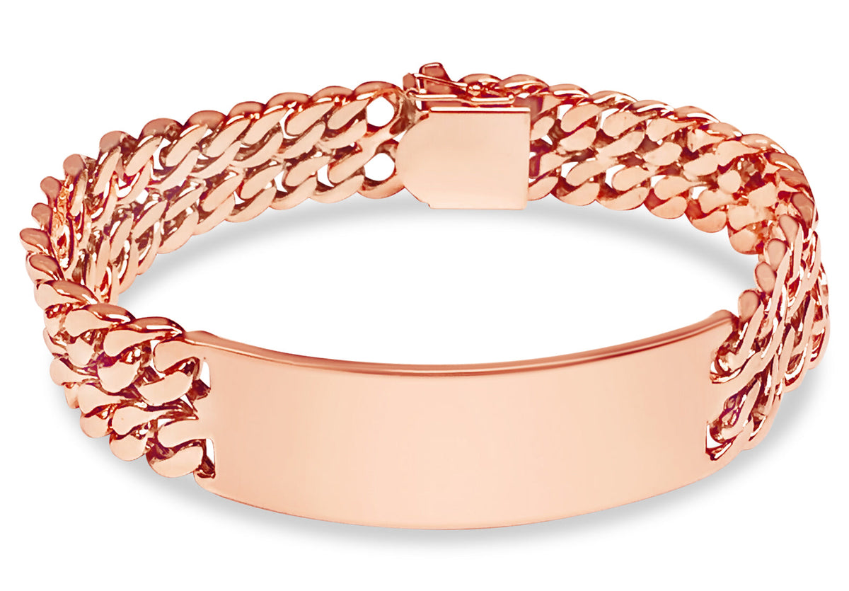 ID Curb Solid White/Yellow/Rose Gold Handmade Bracelet, 16mm, 6.5-10 Inch