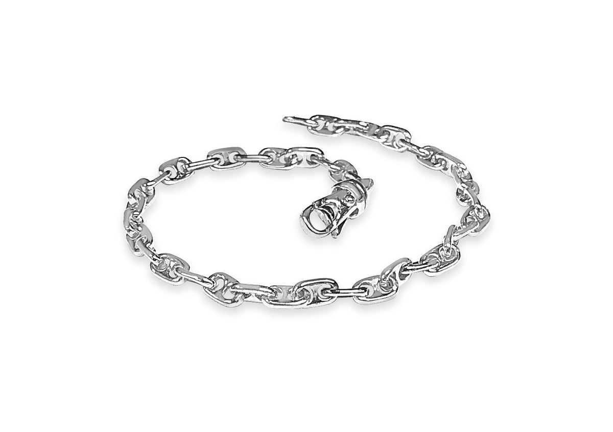 Anchor Mariner Solid White/Yellow/Rose Gold Handmade Bracelet, 5mm, 6.5-10 Inch