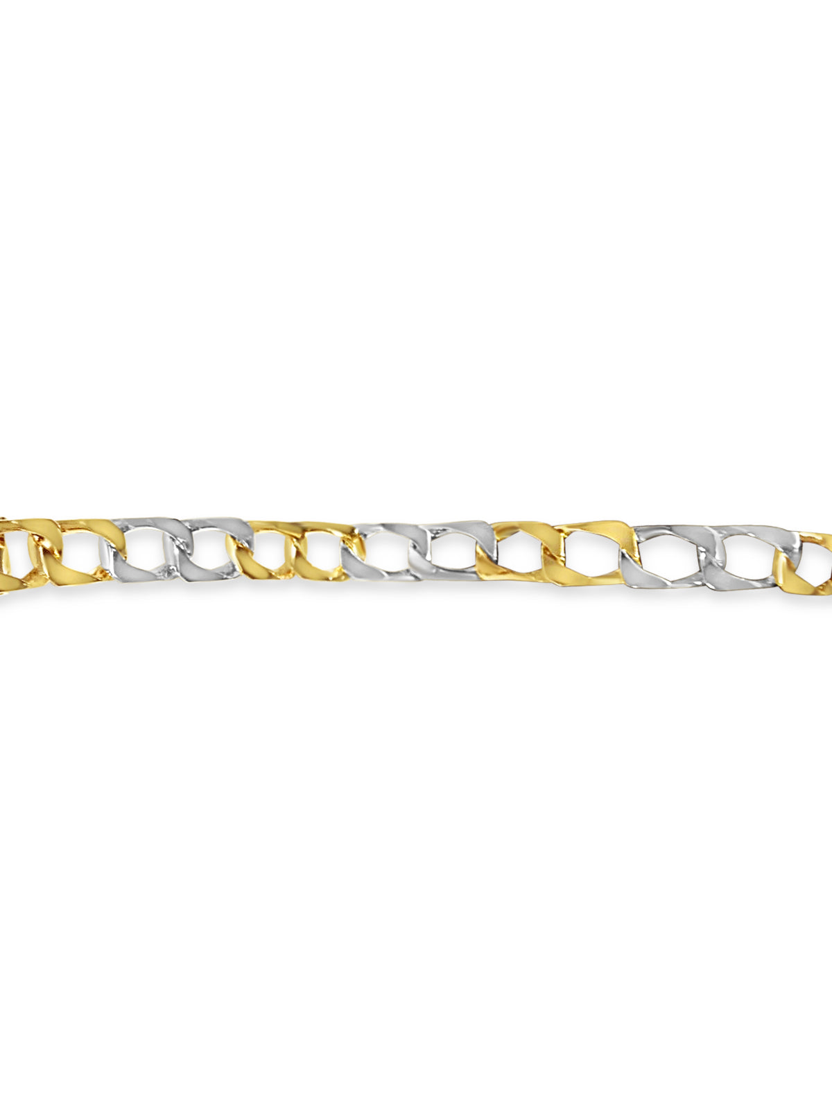 Curb Solid White/Yellow/Rose Gold Handmade Bracelet, 10mm, 6.5-10 Inch, from 31.6 g